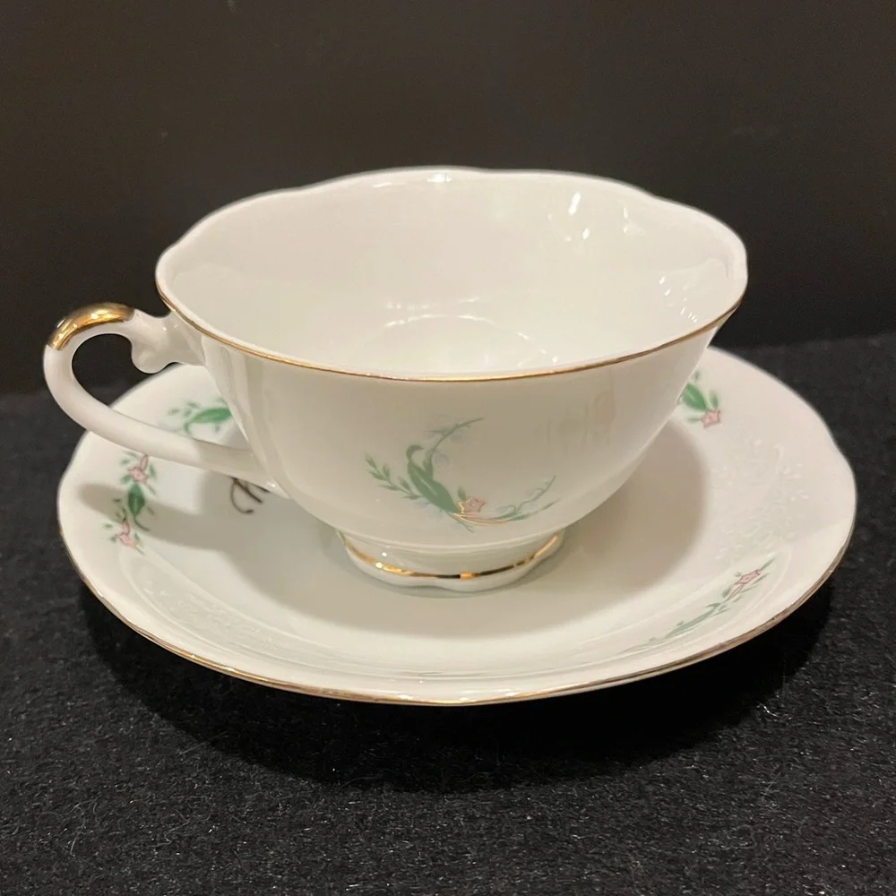 Vintage 1984 Lefton 50th Anniversary Teacup and Saucer Made in Japan
